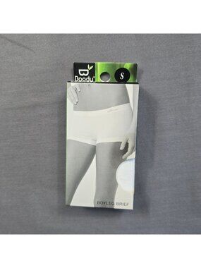 Boody Womens Small Boyleg Brief Bamboo White Stretch Moisture-Wicking Underwear